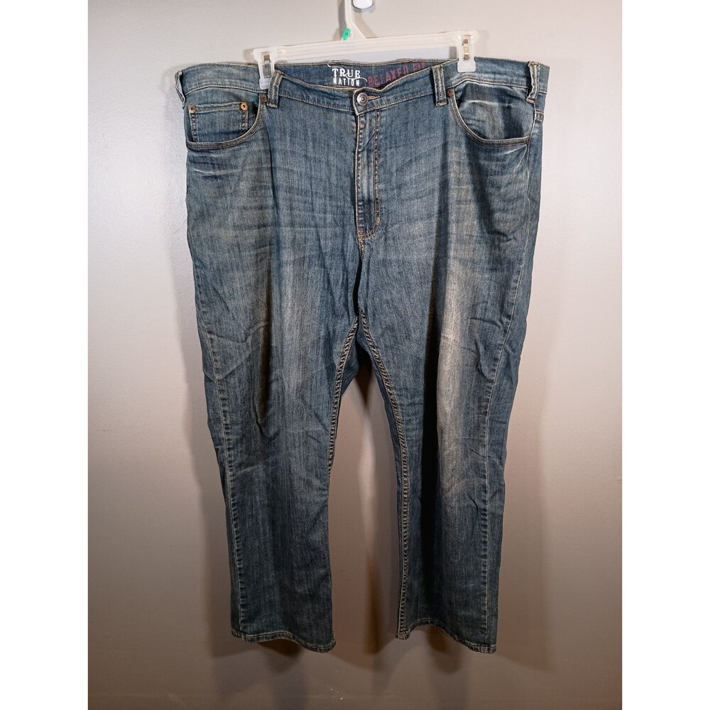 True Nation Mens Relaxed Fit Straight Jeans Medium Wash Big Tall Size 46 x 30